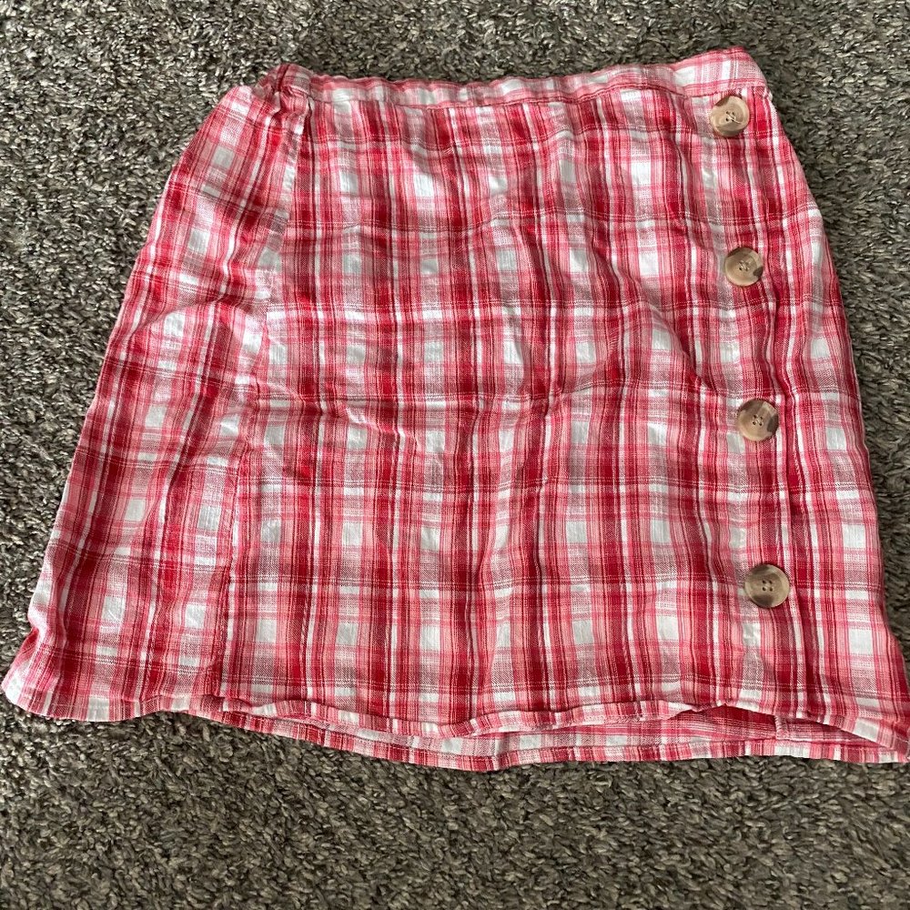 Pink plaid size small A symmetric skirt